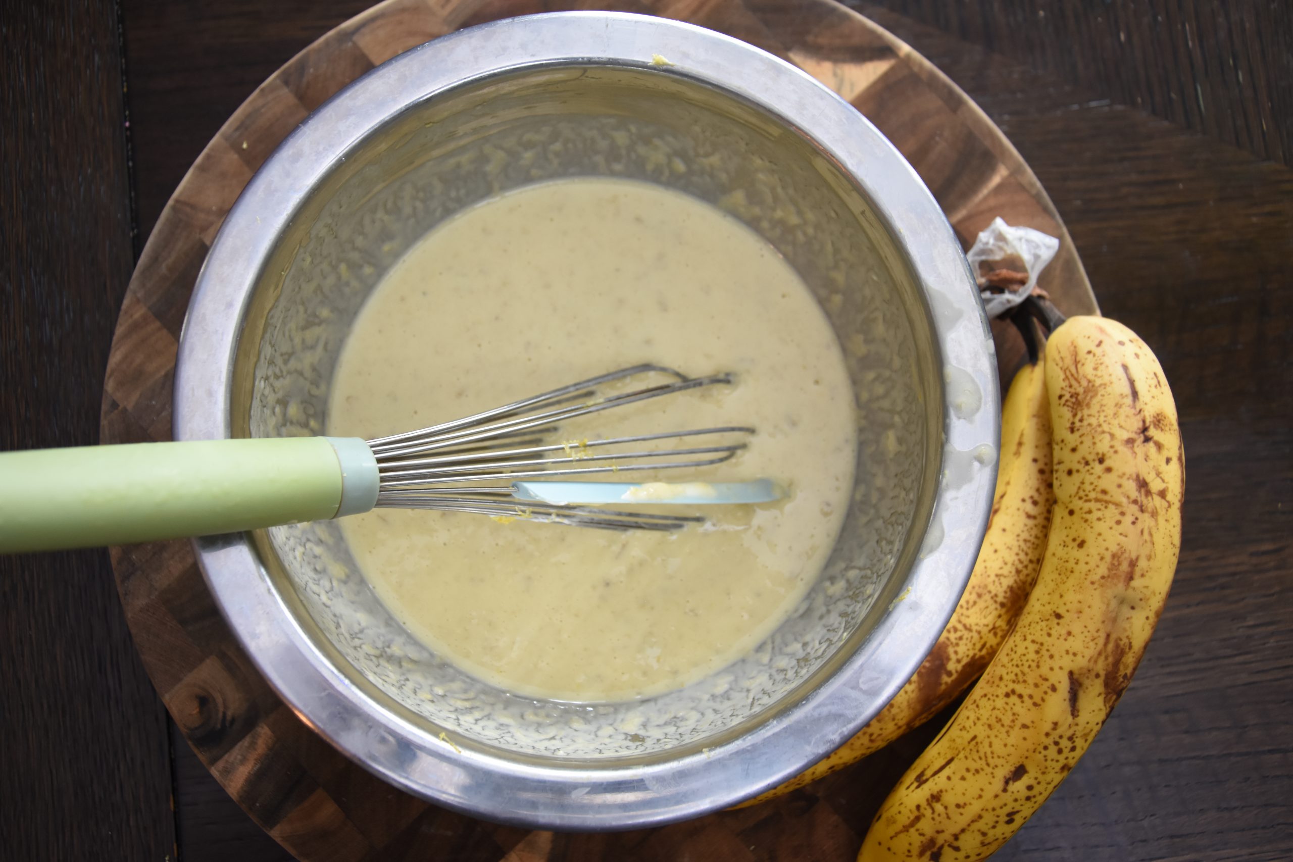 Banana sour cream and egg mixture